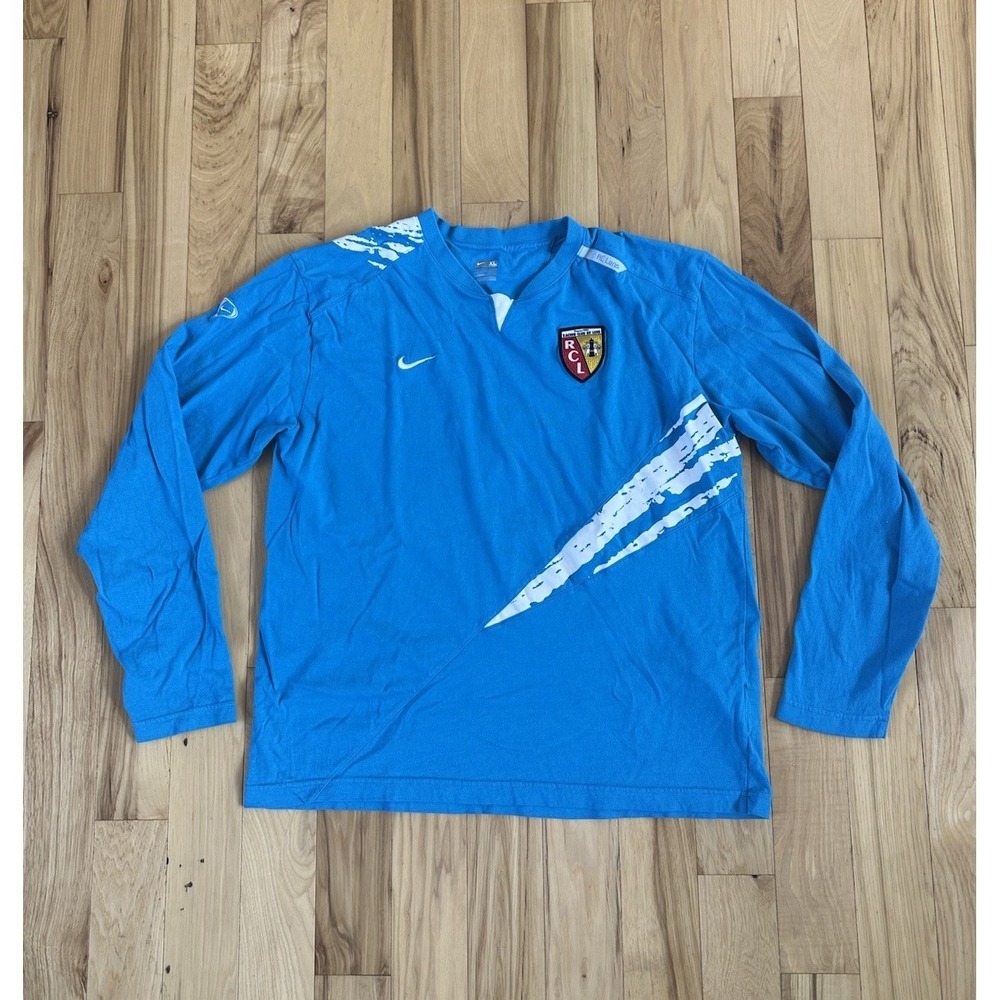 NIKE R.C LENS LONGSLEEVE FOOTBALL TRAINING BLUE SOCCER Y2K‎ SHIRT XL